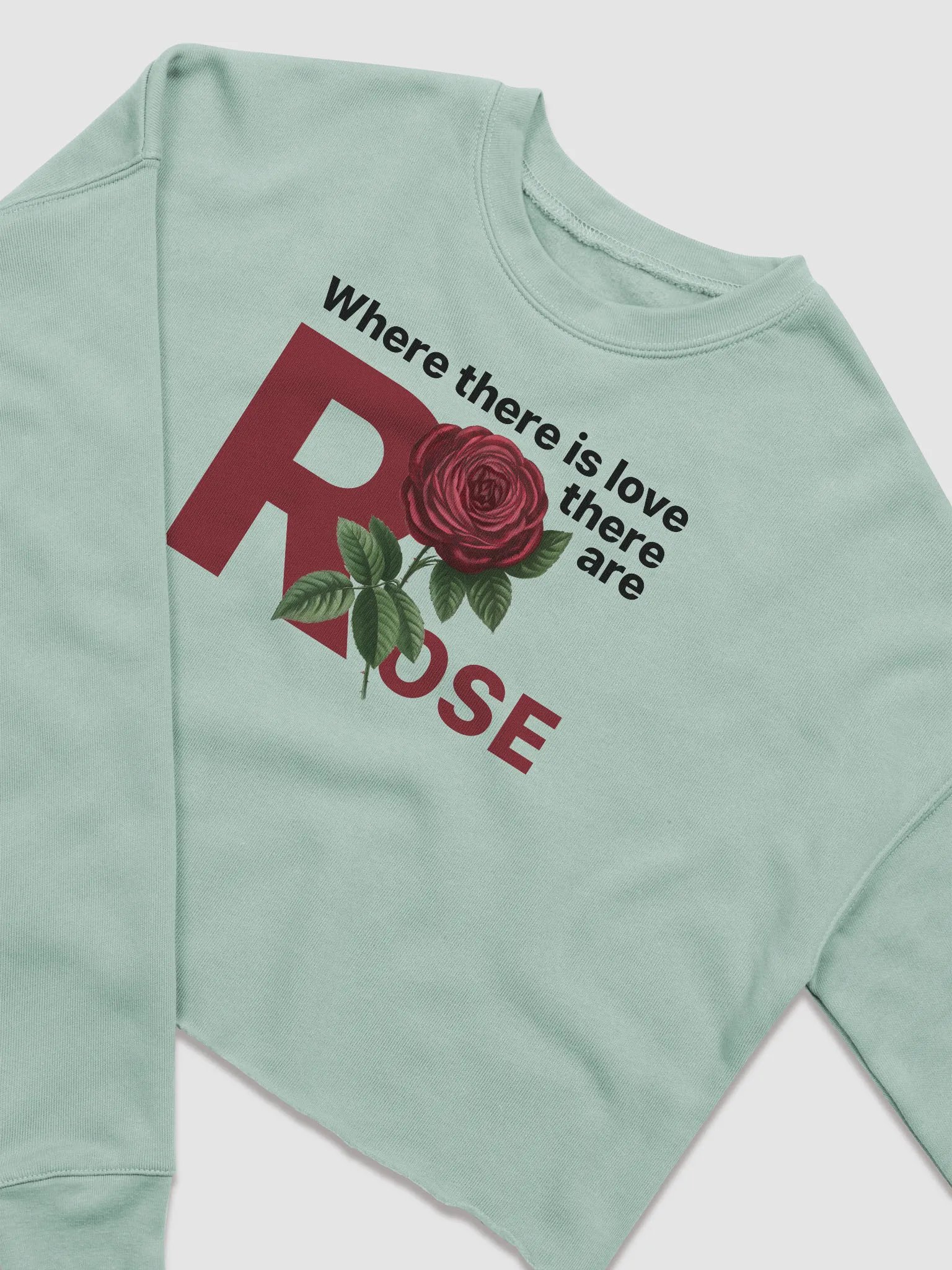 BUIII: Where there is love, there are rose Women's Fleece Crop Sweatshirt product image (2)