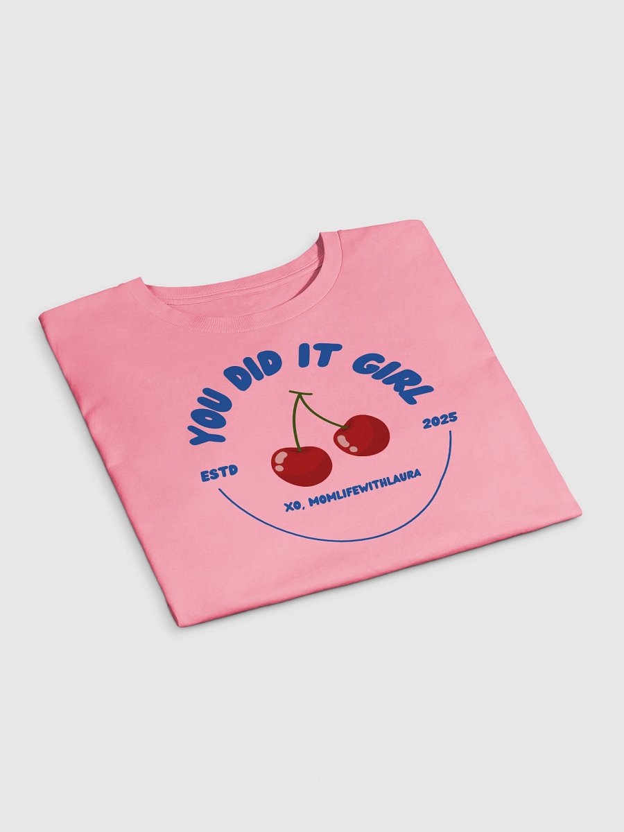 You Did it Girl Cherries Cropped Tee - Blue/Pink product image (3)