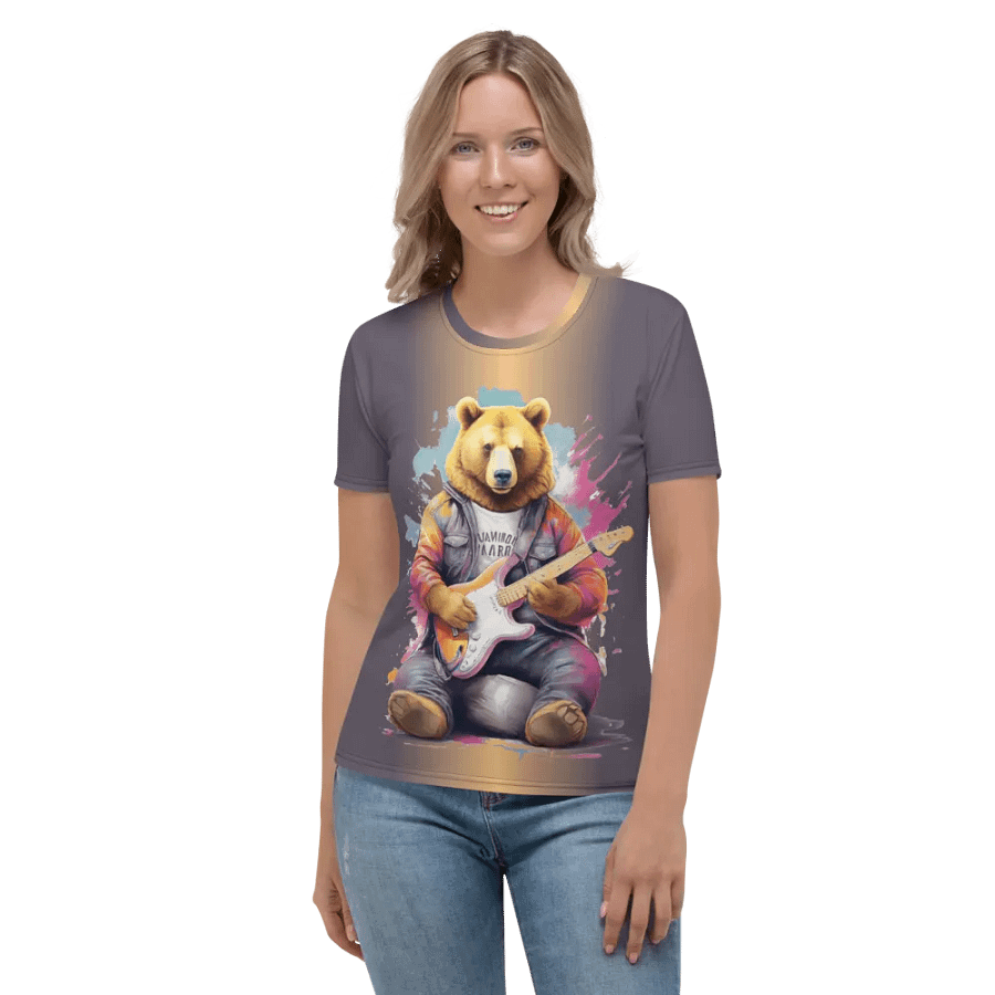 Bear Playing Guitar All Over Print T-shirt product image (2)