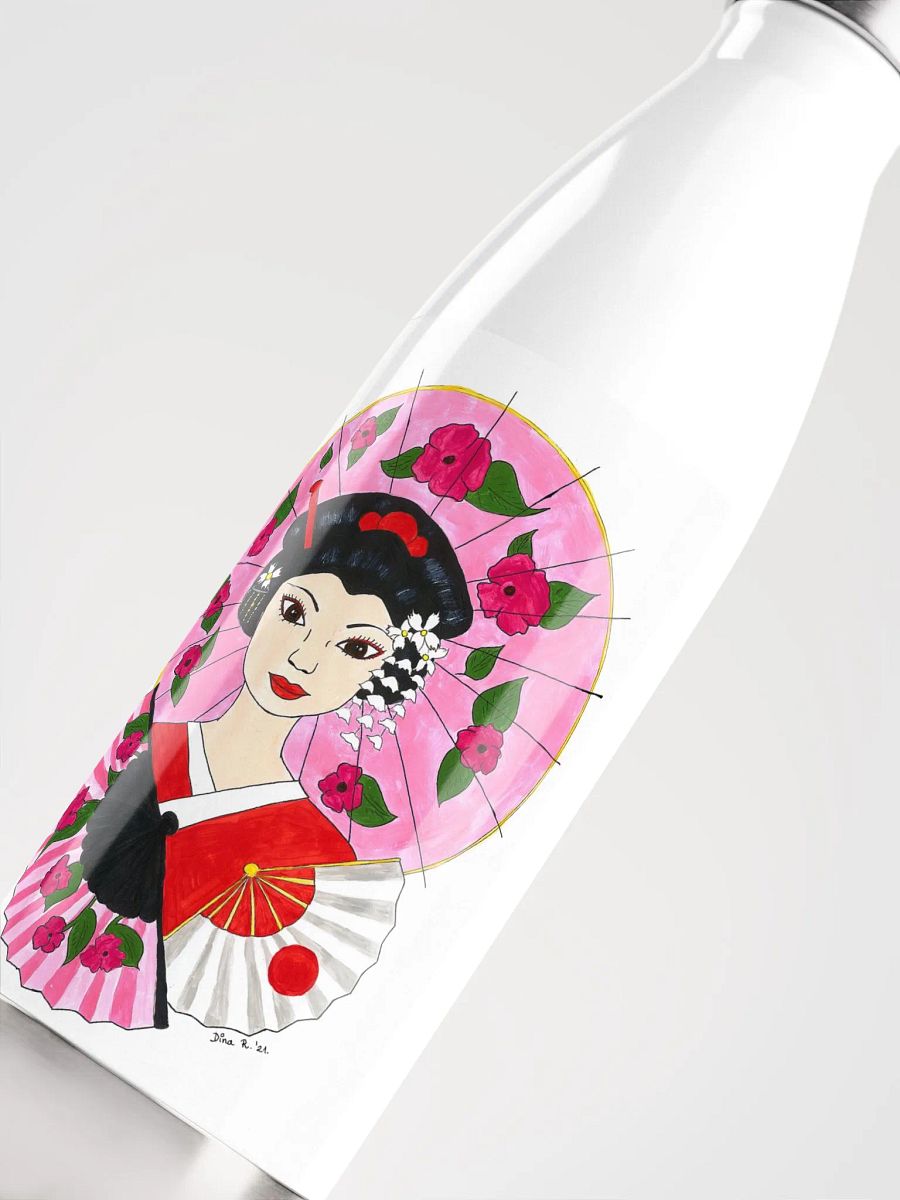 Japanese Geisha (art by Dina R.) acrylic painting picture - Stainless Steel Water Bottle product image (5)
