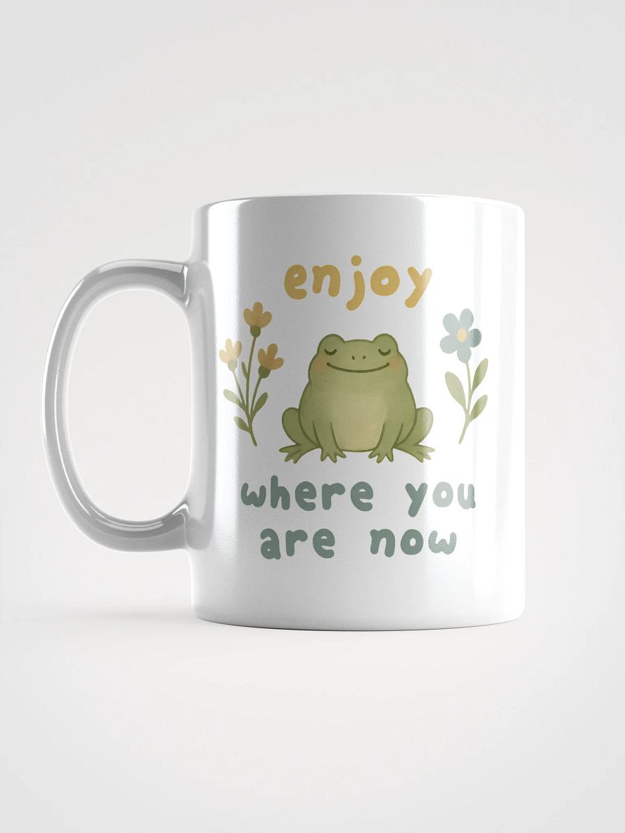 Enjoy Where You Are Now Frog Mug – Cute Frogcore Positivity Coffee Cup product image (6)