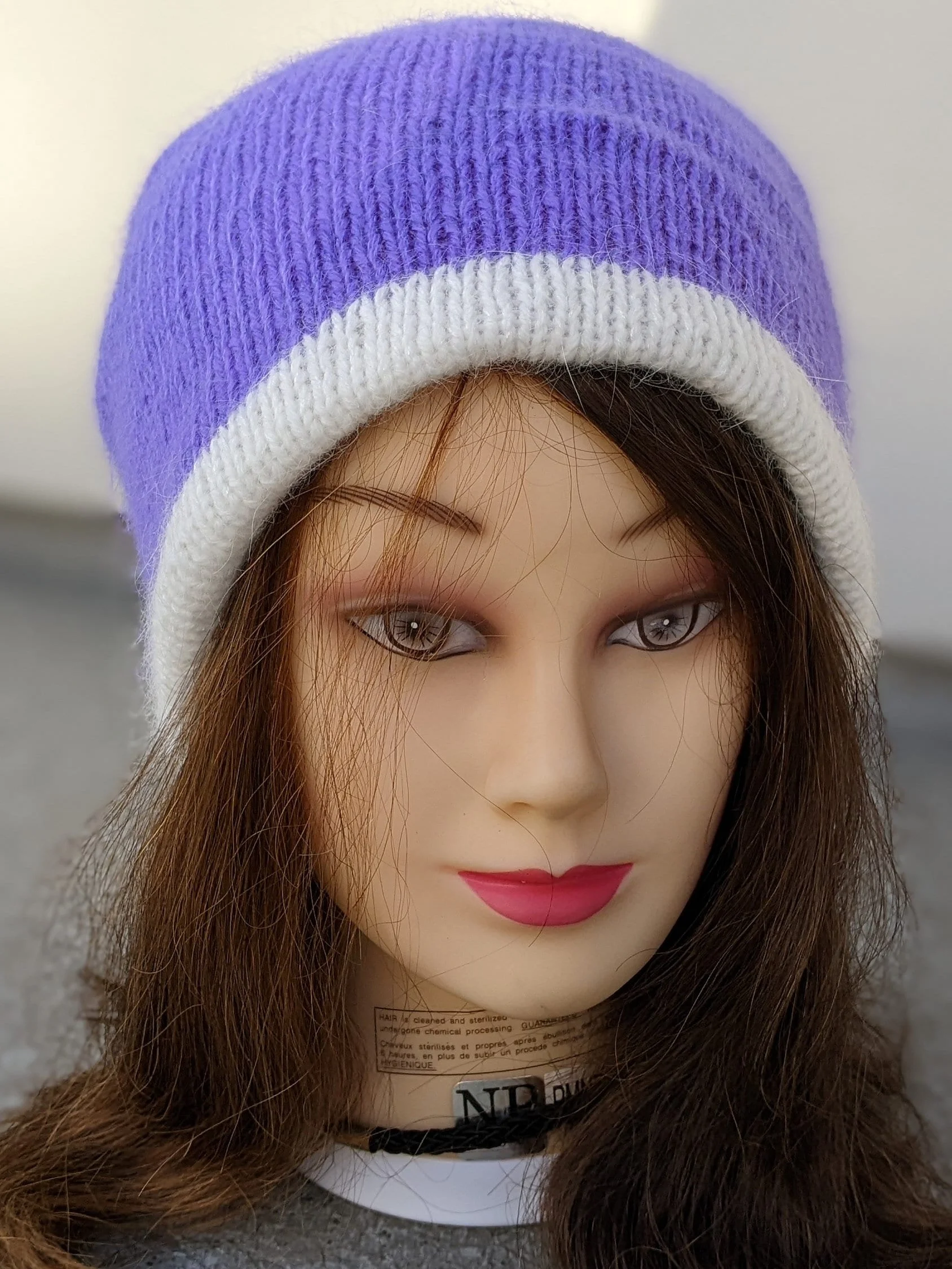 Double Layer Reversible Two Colors Knit Hat Pattern product image (2)