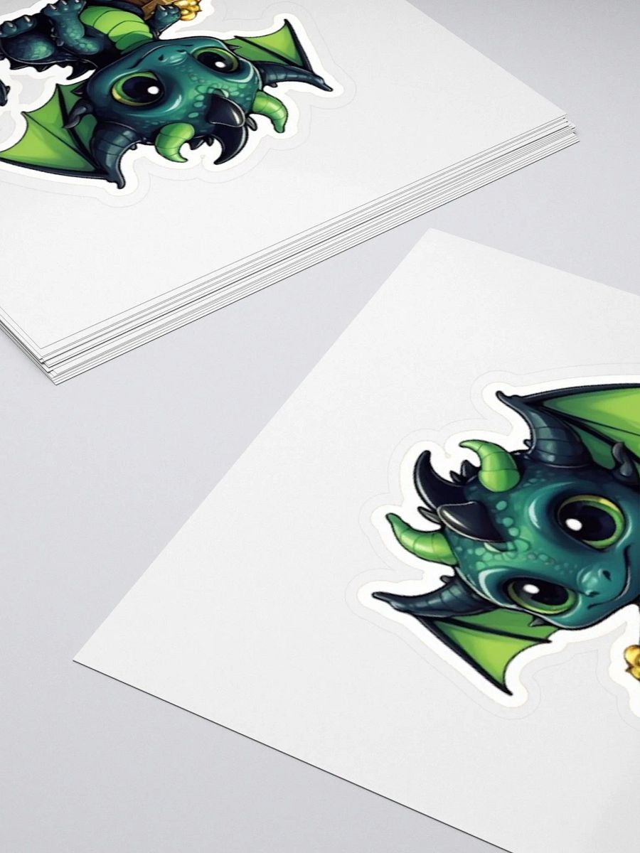Cute Black and Green Baby Dragon V.1 Sticker product image (4)