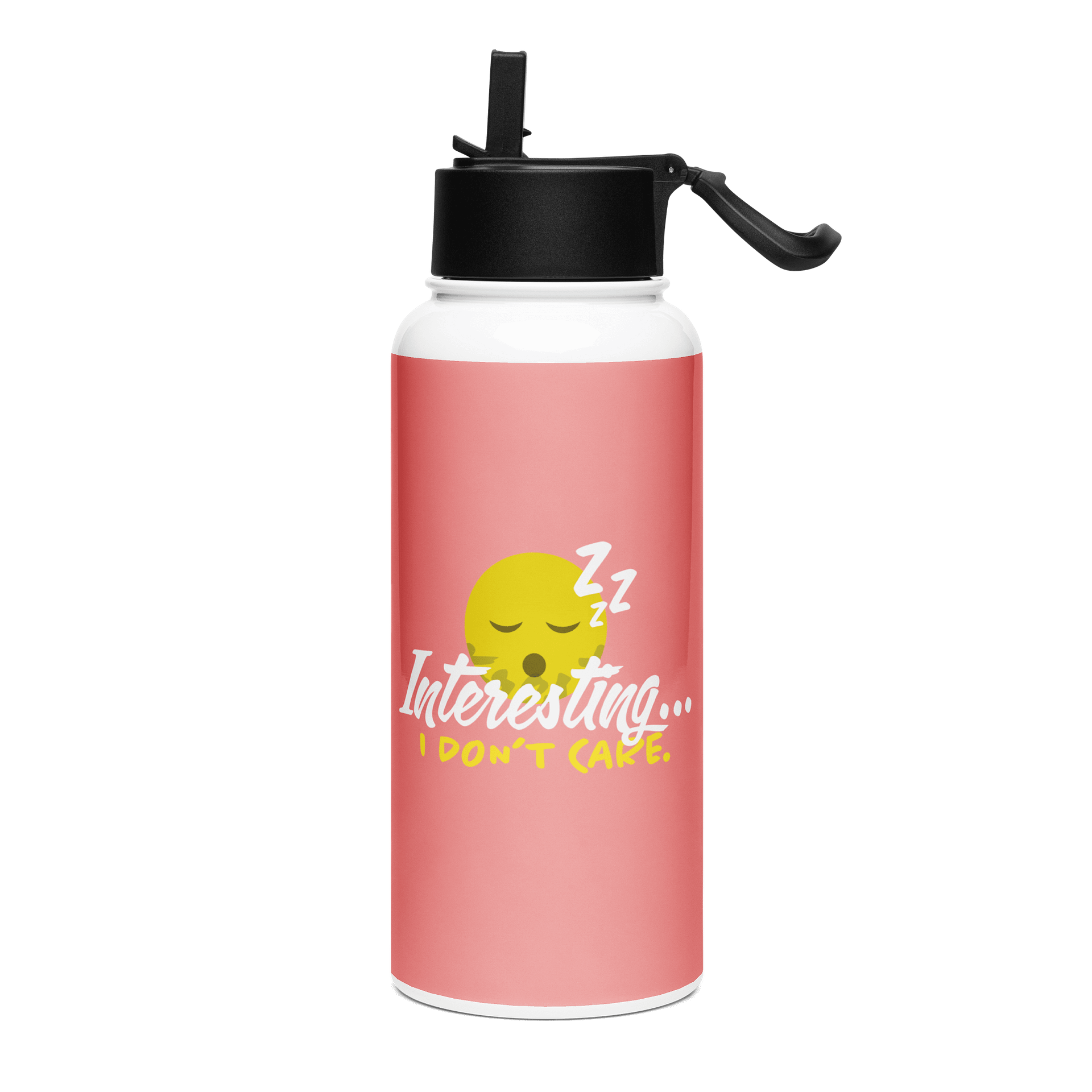 "I Don't Care" Stainless Steel Water Bottle (Pink) product image (1)