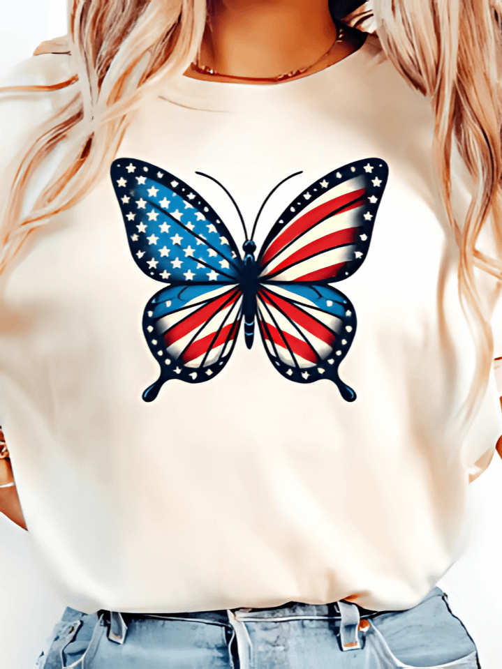 Patriotic Butterfly T-Shirt Design – Elegant Butterfly with USA Flag Sublimation PNG – Ideal for 4th of July & Memorial Day – Instant Digital Download – High-Resolution 300 DPI product image (1)