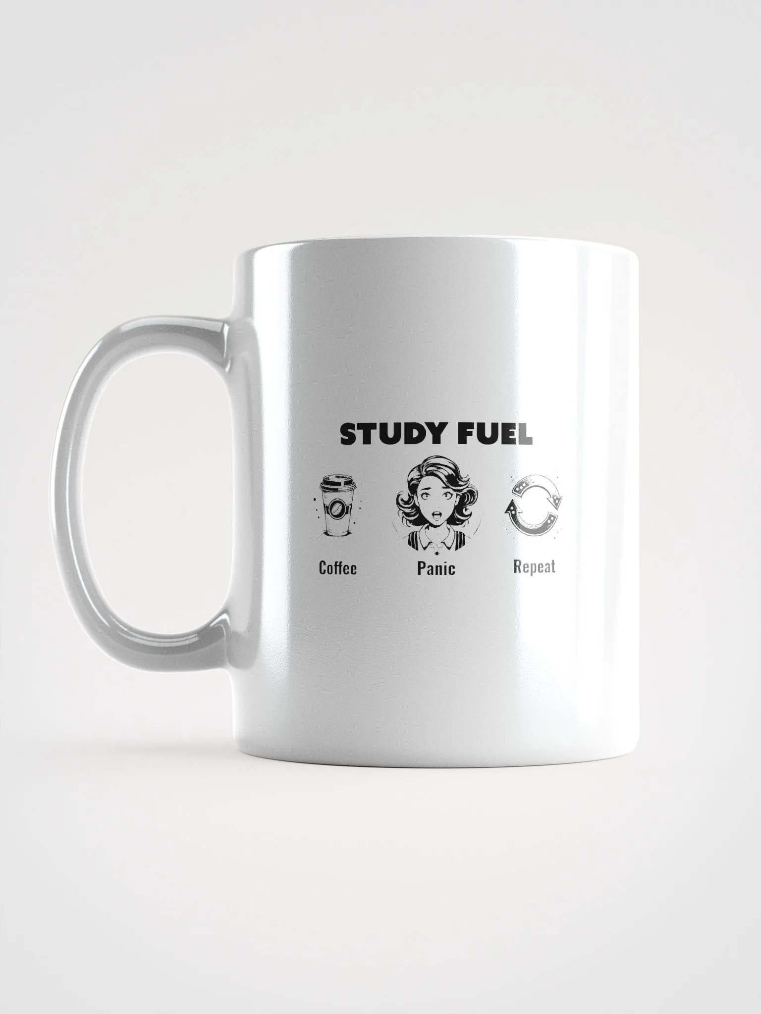 Study Fuel: Coffee Panic Repeat Funny Coffee Lover Mug product image (5)