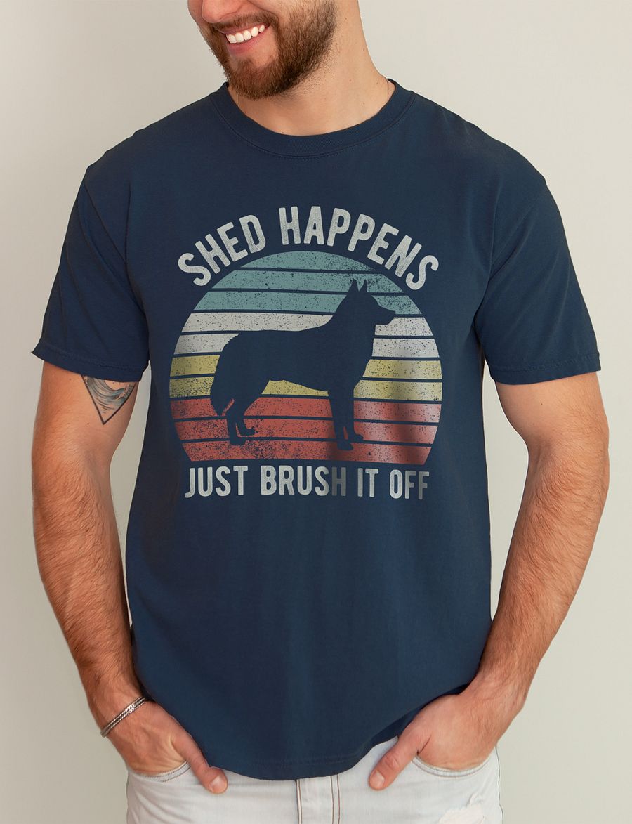 Shed Happens Tee | Funny Siberian Husky and Alaskan Malamute Shirt for Dog Lovers | Retro-Style Vintage Sunset product image (1)