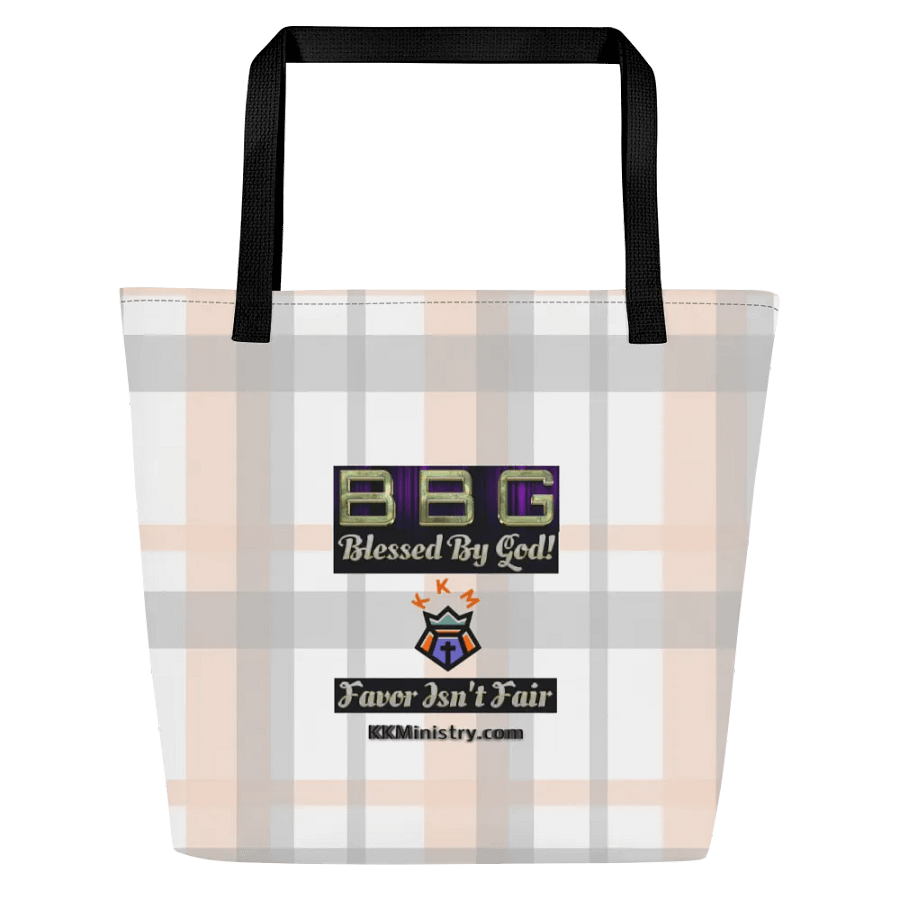 Pink Plaid Tote Bag with Pocket product image (2)