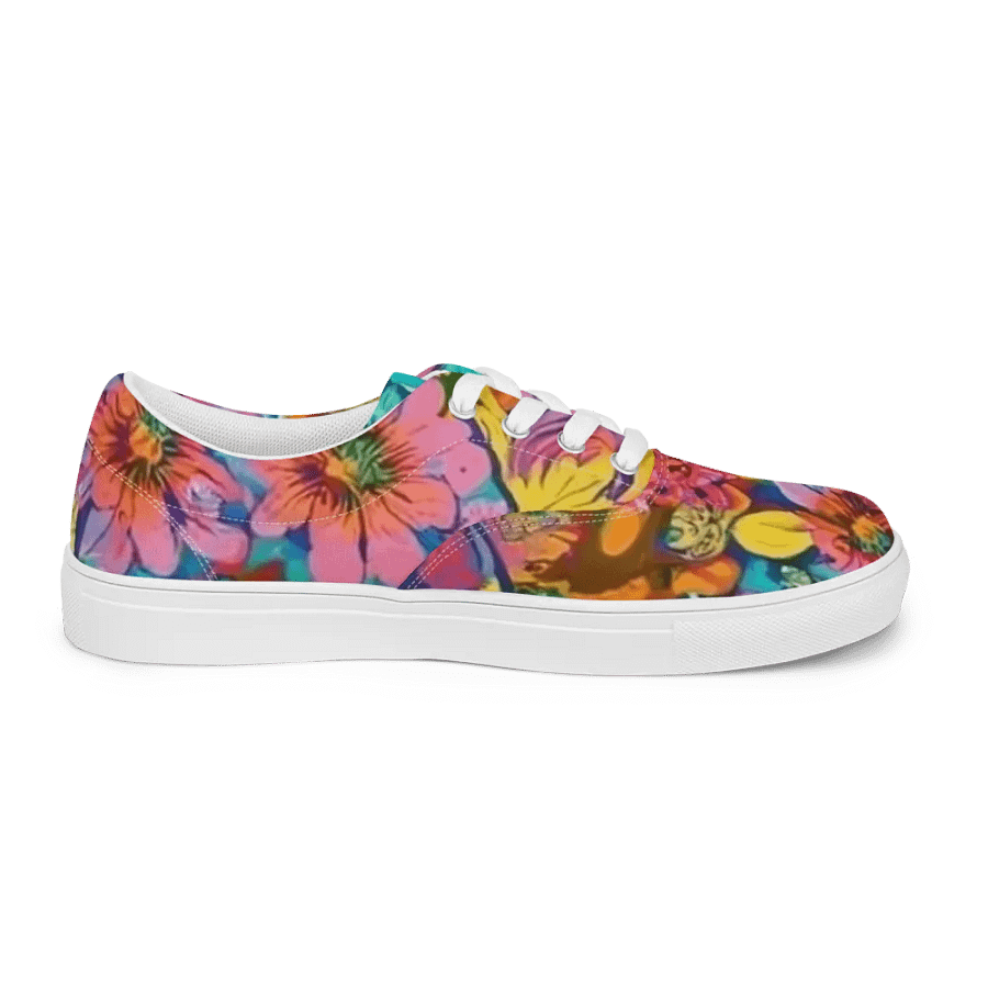 Abstract Floral Pastel 2 _ Custom Lace Up Shoes _ Calceonova Streetwear Woman Sneakers product image (12)