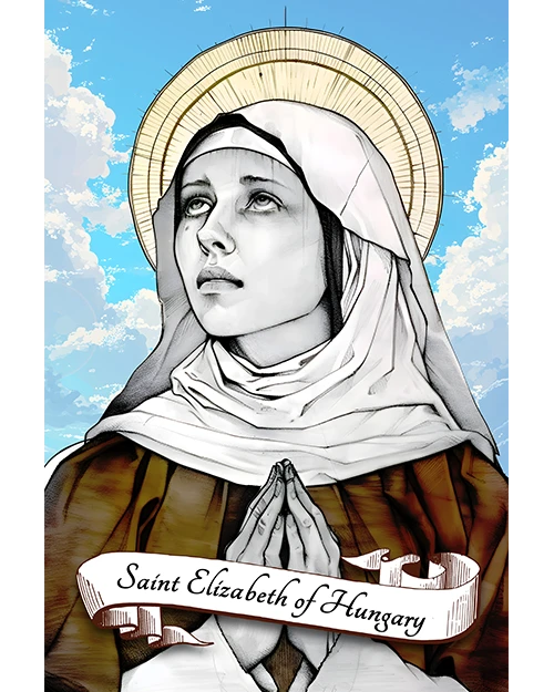 Saint Elizabeth Of Hungary Patron Saint of Brides, Widows, Charity Workers, Falsely Accused, Hospitals, Nursing Homes, Bakers, Homeless Persons, People suffering from Toothaches, Matte Poster product image (1)