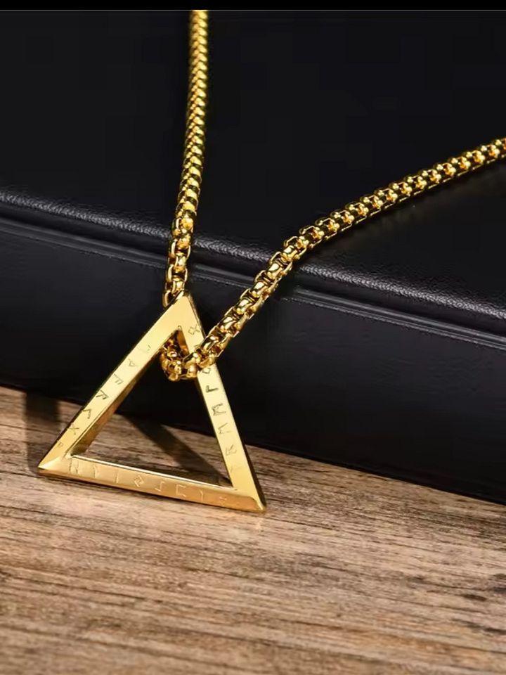 Zaelen Josefsson Triangle Pendant – Norse-Inspired Gold Amulet for Celestial Protection product image (2)