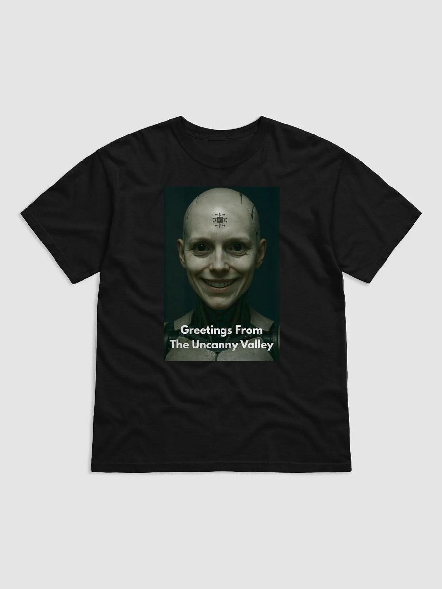 Greetings from the Uncanny Valley – Robot Nightmare T-Shirt product image (1)