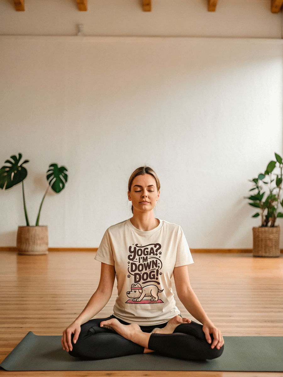 Yoga? I'm Down Dog! – Funny Dog Yoga Tee for Pet Lovers & Fitness Enthusiasts T-Shirt product image (4)