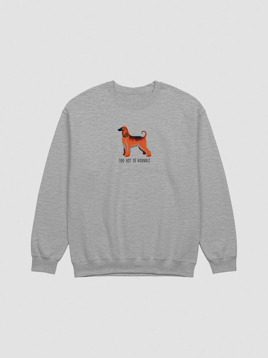 Too Hot to Houndle Sweatshirt (Embroidered) of an Afghan Hound(Red) product image (7)