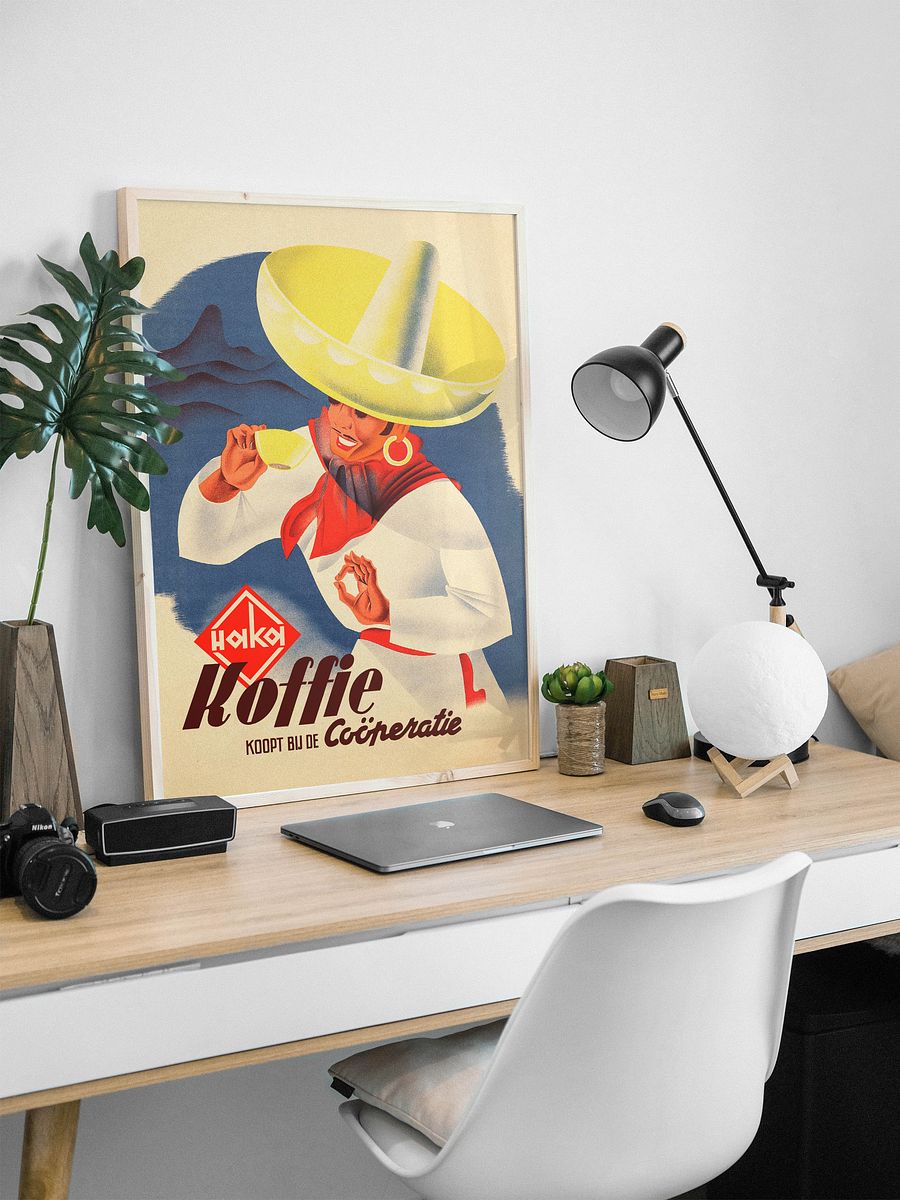 Coffee retro poster (Dutch/Holland), 1950s — coffee vintage poster, coffee print, kitchen art, retro poster, vintage art product image (6)