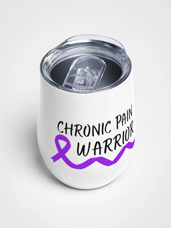 Chronic Pain Warrior Bottom Ribbon stainless steel Wine Tumbler (12oz) product image (2)