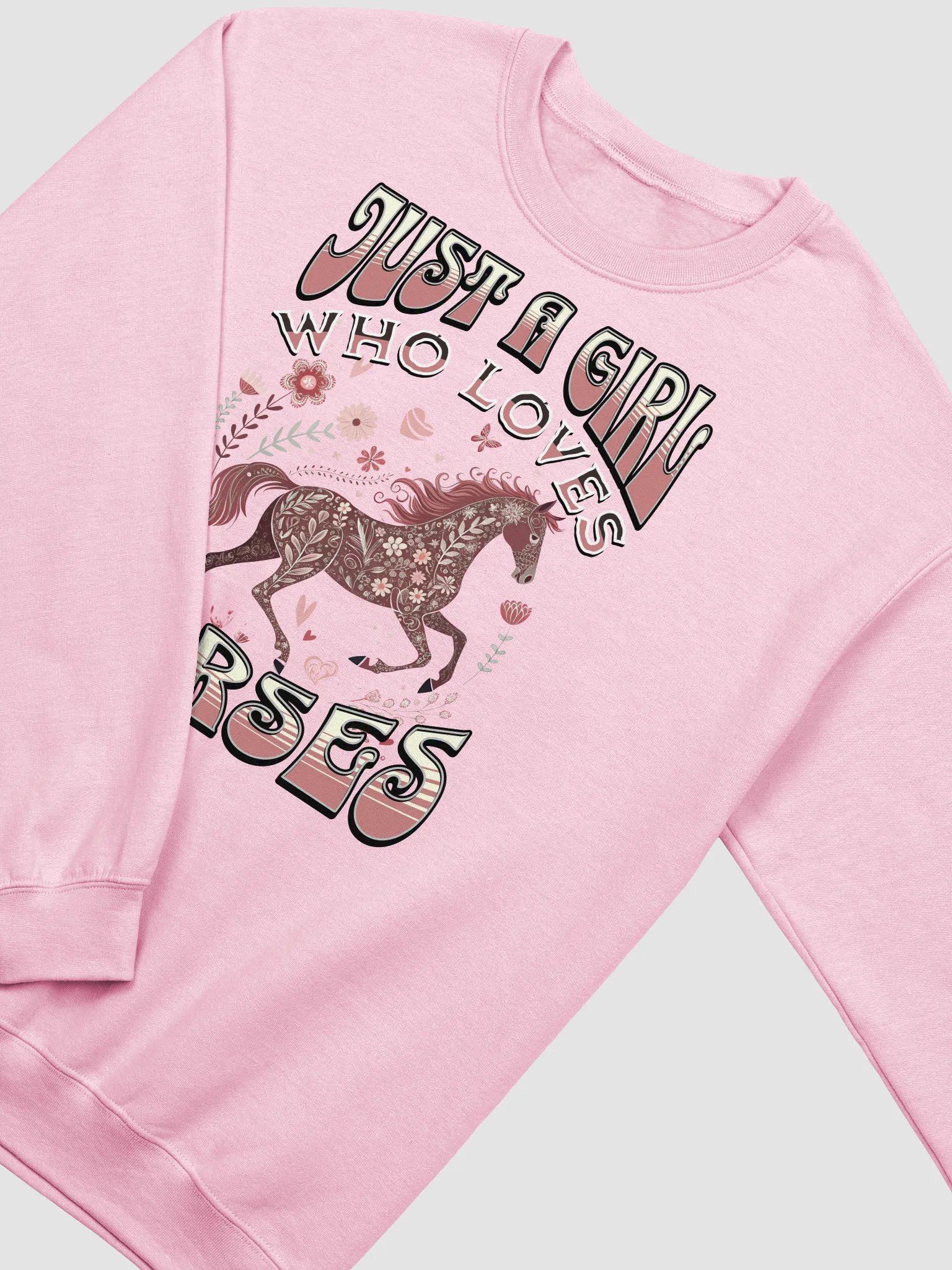 Just A Girl Who Loves Horses Floral Crewneck Sweatshirt product image (22)
