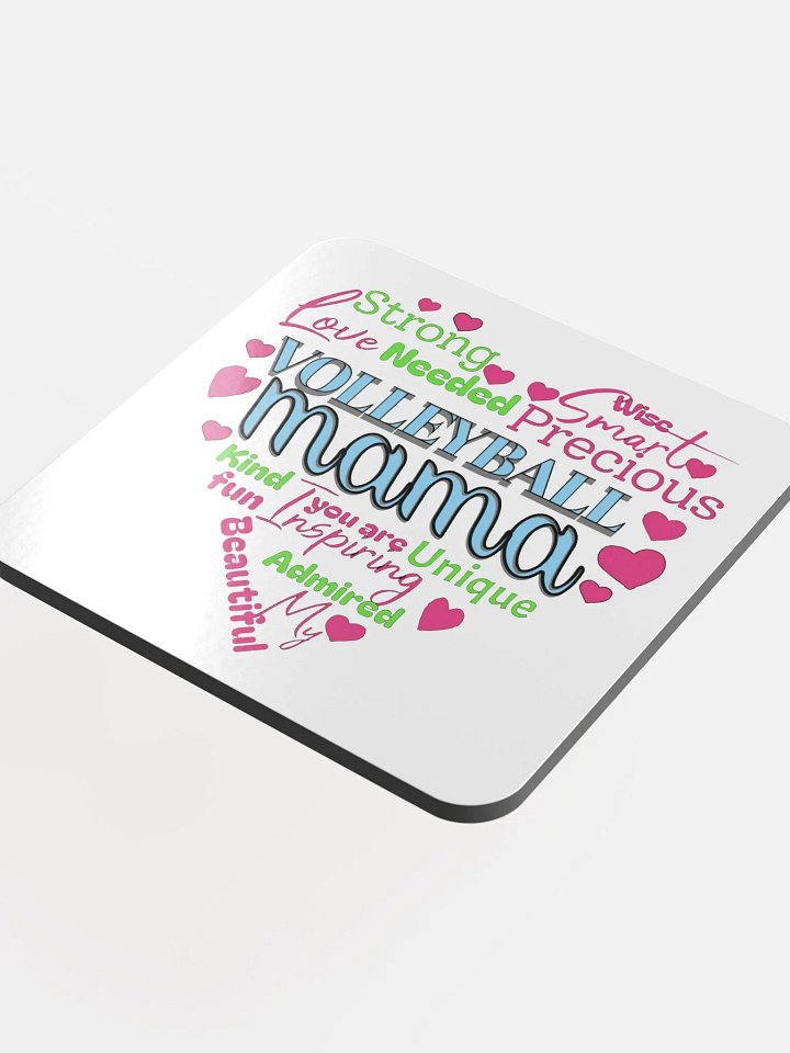 Heart Volleyball Mama Affirmations Cork Coaster product image (1)