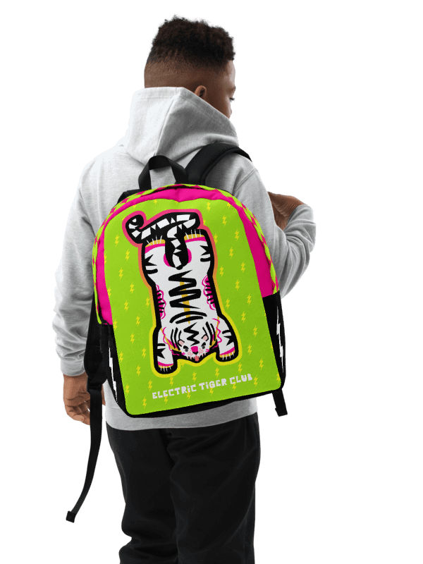 White Electric Tiger on Lime & Pink - Backpack product image (2)