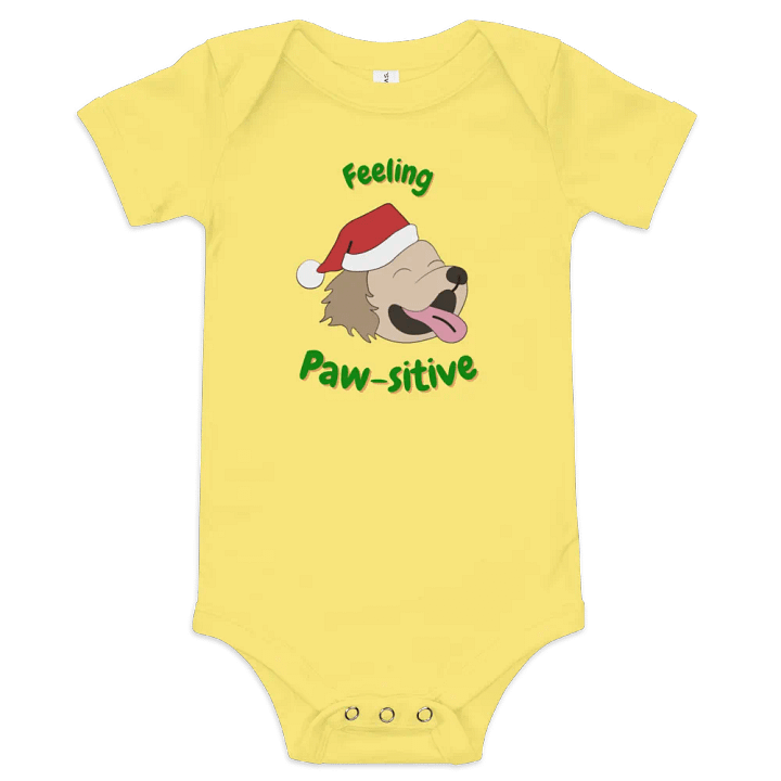 "Paw-sitive" Christmas Baby Short Sleeve One-Piece product image (2)