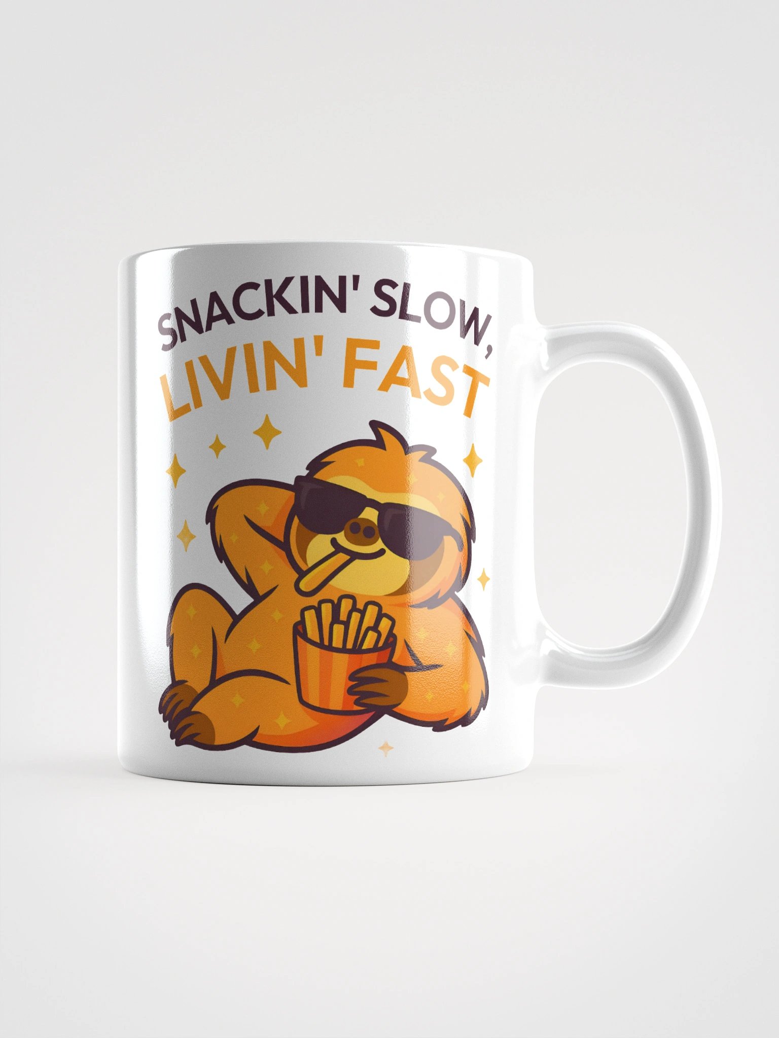 Snackin' Slow, Livin' Fast Mug – Funny Sloth Coffee Cup for French Fry Fans & Lazy Legends product image (1)