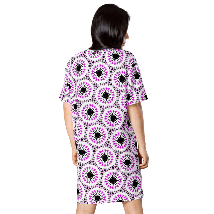 Abstract Repeating White and Pink Circles T Shirt Dress product image (2)