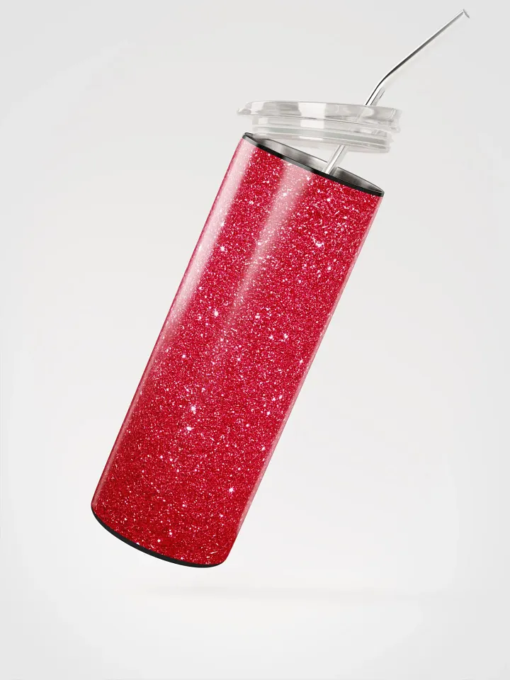 Radiant Red Glitter Stainless Steel Tumbler | Eco-Friendly 20oz with Reusable Straw product image (2)