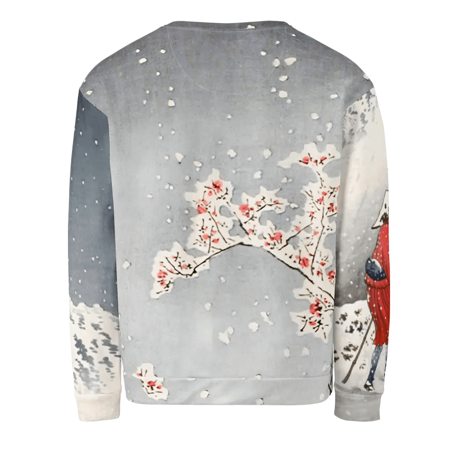 Plum Tree and Snowy Evening All-Over Print Recycled Unisex Sweatshirt product image (4)