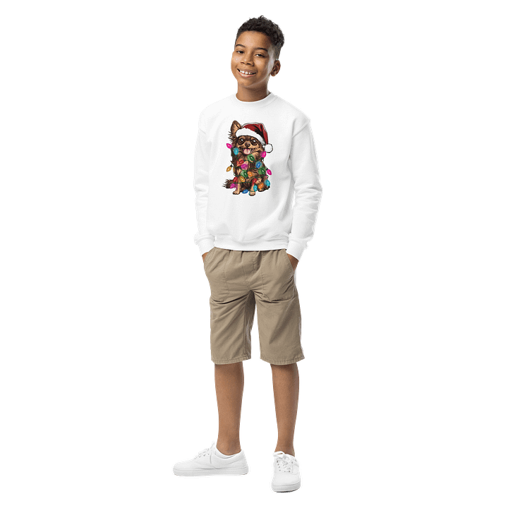 Funny Christmas Longhaired Chihuahua(Chocolate & Tan) Youth Sweatshirt product image (6)