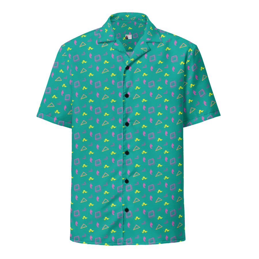 Oh Worm teal pattern button down shirt product image (2)