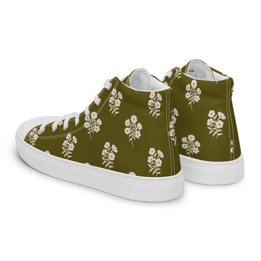 Alpine Cascade - Green and Cream - Women High Top Canvas Shoes product image (6)