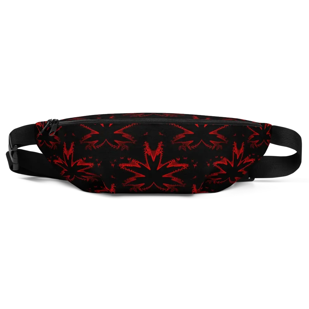 Pot Leaves Pattern Fanny Pack, Weed Leaf Red Black Bag, Twisted 420 Festival Fashion, Cannabis Stoner Accessory product image (1)
