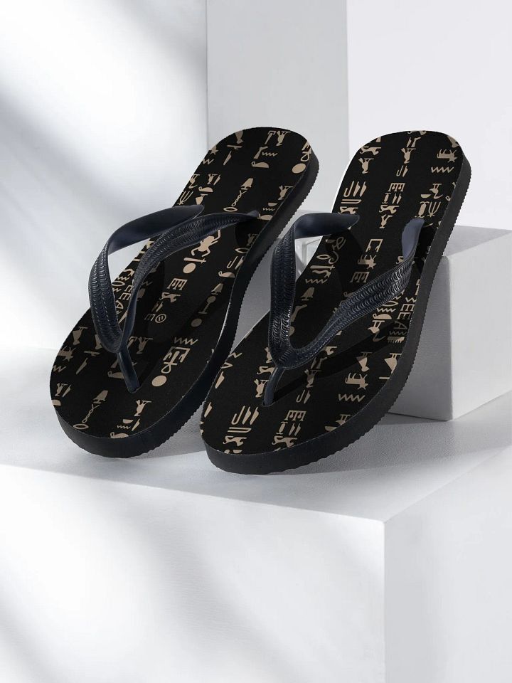 Isis Hieroglyphics Black Flip-Flops Shoes product image (1)