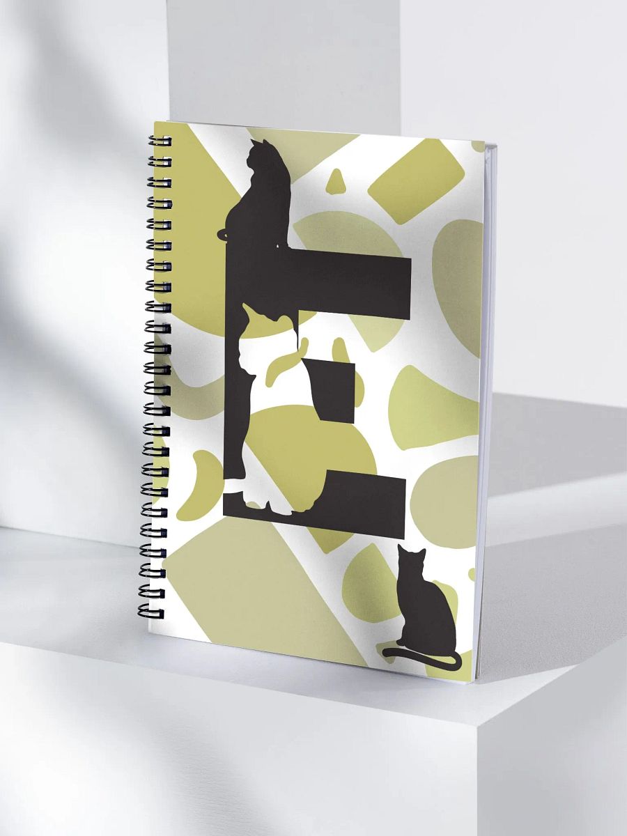 Monogram Letter E Cat Lover Geometric Greens Notebook product image (4)