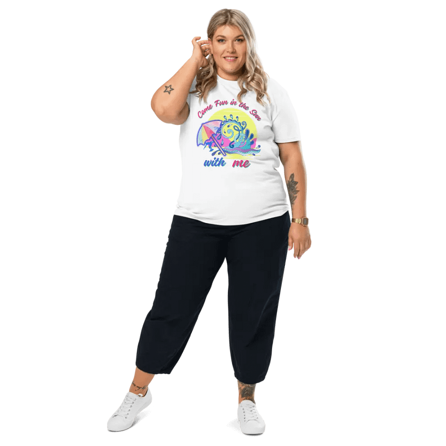Supersoft  cotton T  shirt with holiday summer  vibes “ Come fun in the sun with me' Ideal holiday gift for men and ladies, dad, mom friendson or daughter product image (12)