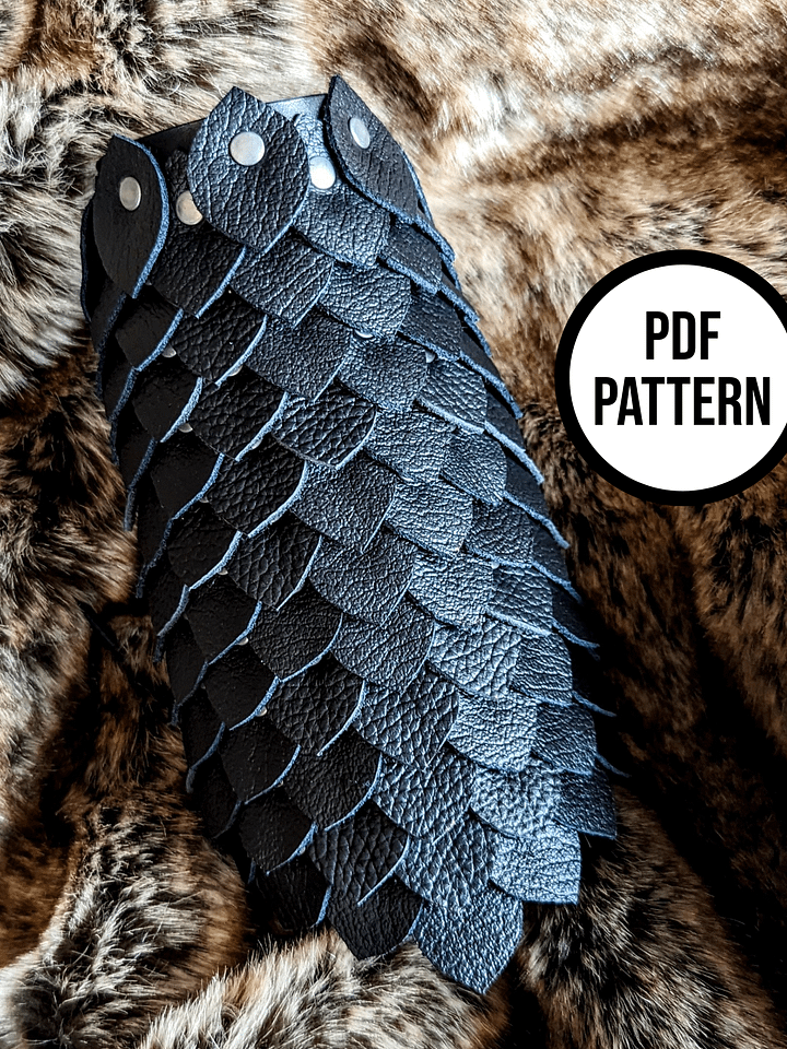 Dragon Scale Leather Cuff (wide version) - Everyday Cosplay PDF Pattern for Leatherwork inspired by Rhaenyra Targaryen product image (1)