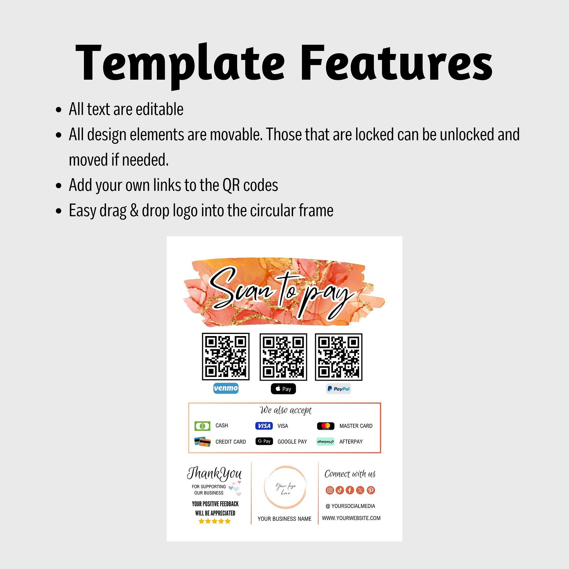 Alani - Scan To Pay QR Code Sign Template product image (5)