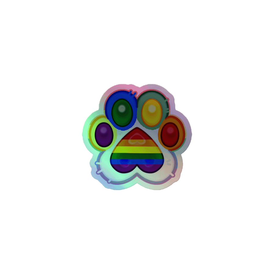 Rainbow Pride Paw Print Holographic Kiss Cut Sticker product image (1)