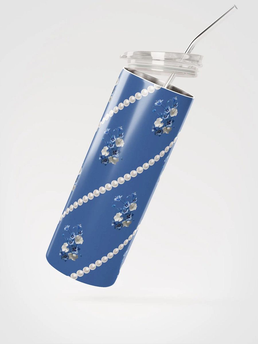 Blue Stainless Steel Tumbler With Blue Flowers product image (1)