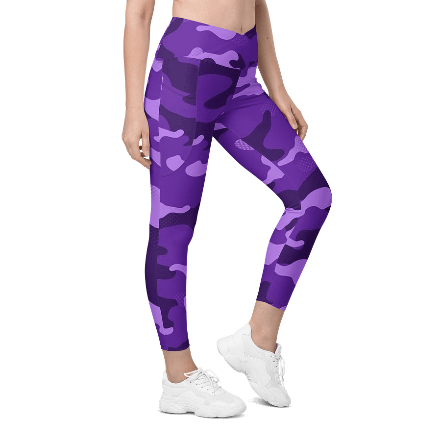 Purple Camo Crossover Leggings with Pockets product image (5)
