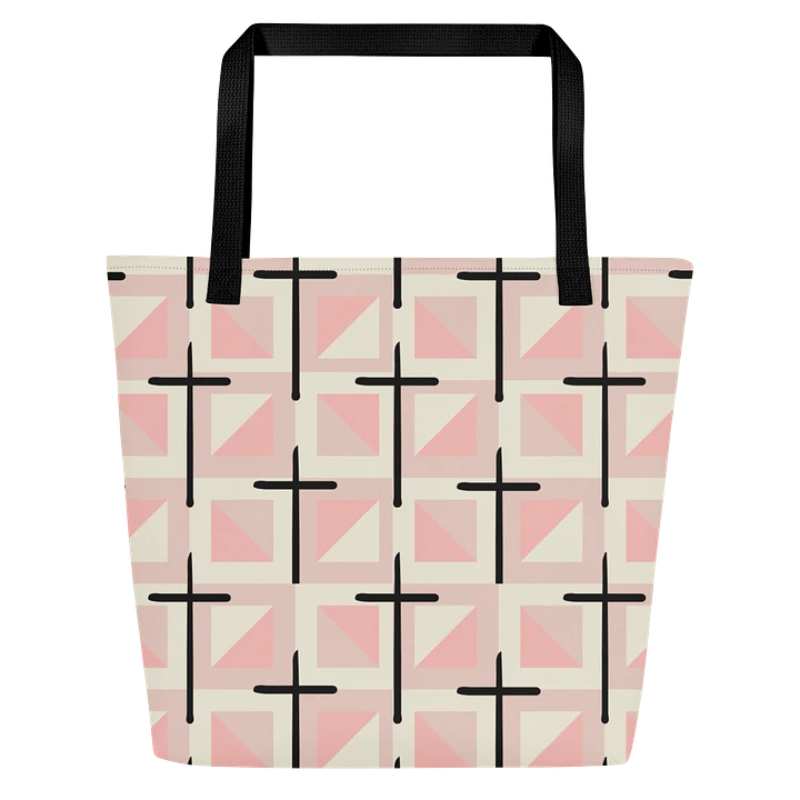 Pink Cross Quilted Patterned Tote Bag product image (2)