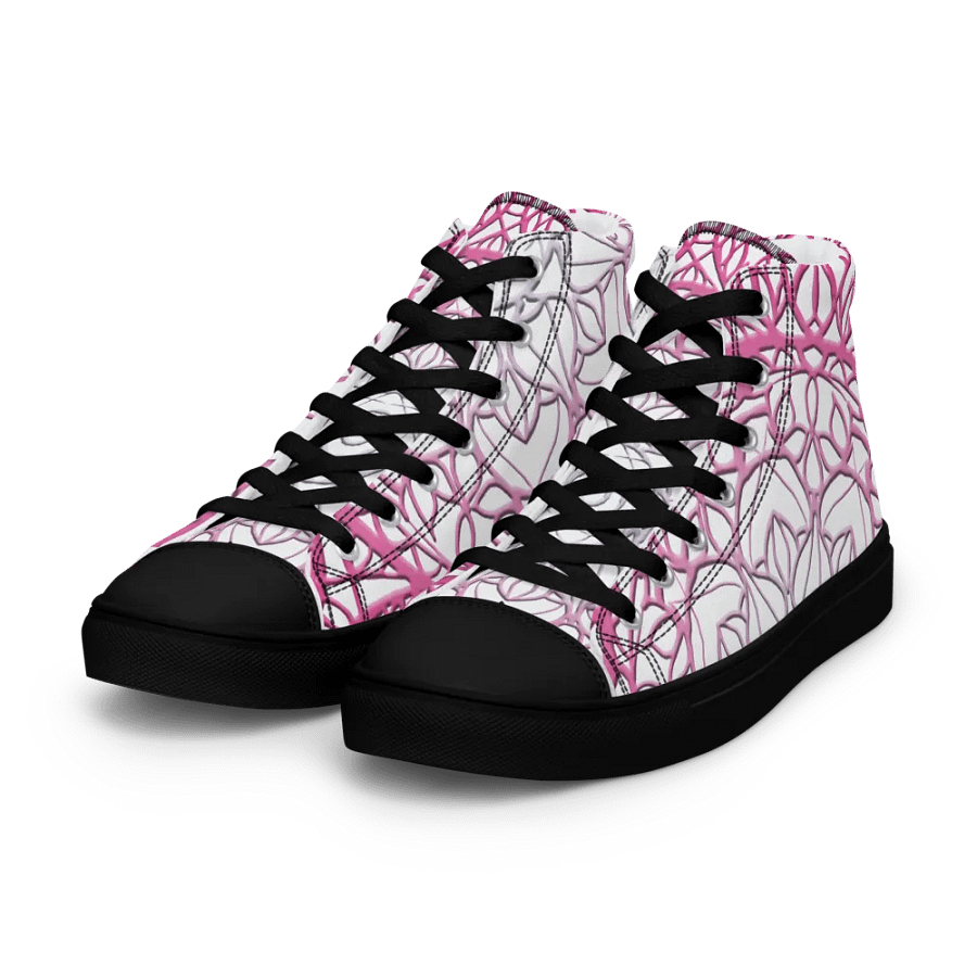 Ornate Pink Mandala Women's High Top Canvas Shoes product image (10)
