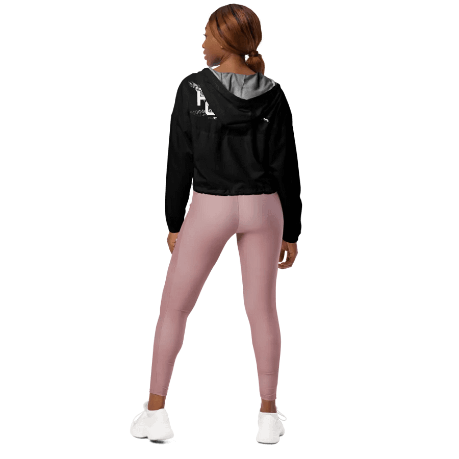 Women's Cropped Windbreaker - Black - White HApex Gear White Logo product image (8)