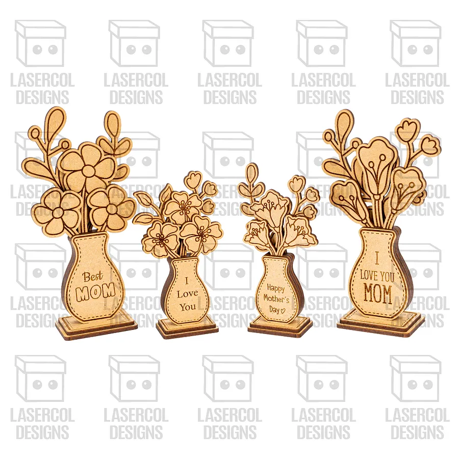 Mother's Day Flowers (2 Sizes, 4 Styles) - Laser Cut Files product image (7)