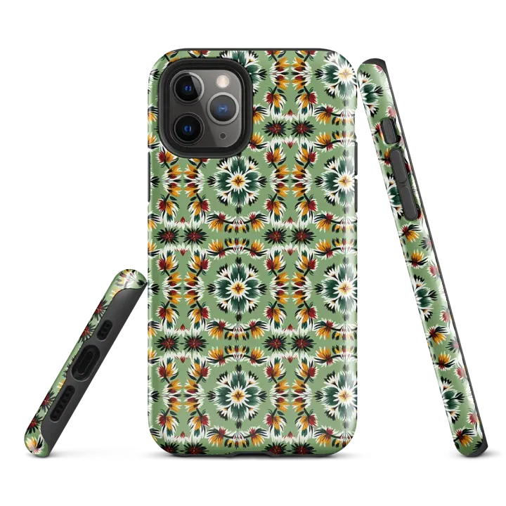 Tough Phone Case for iPhone® - Southwestern Abstract Feathers and Flowers Geometric Pattern product image (1)