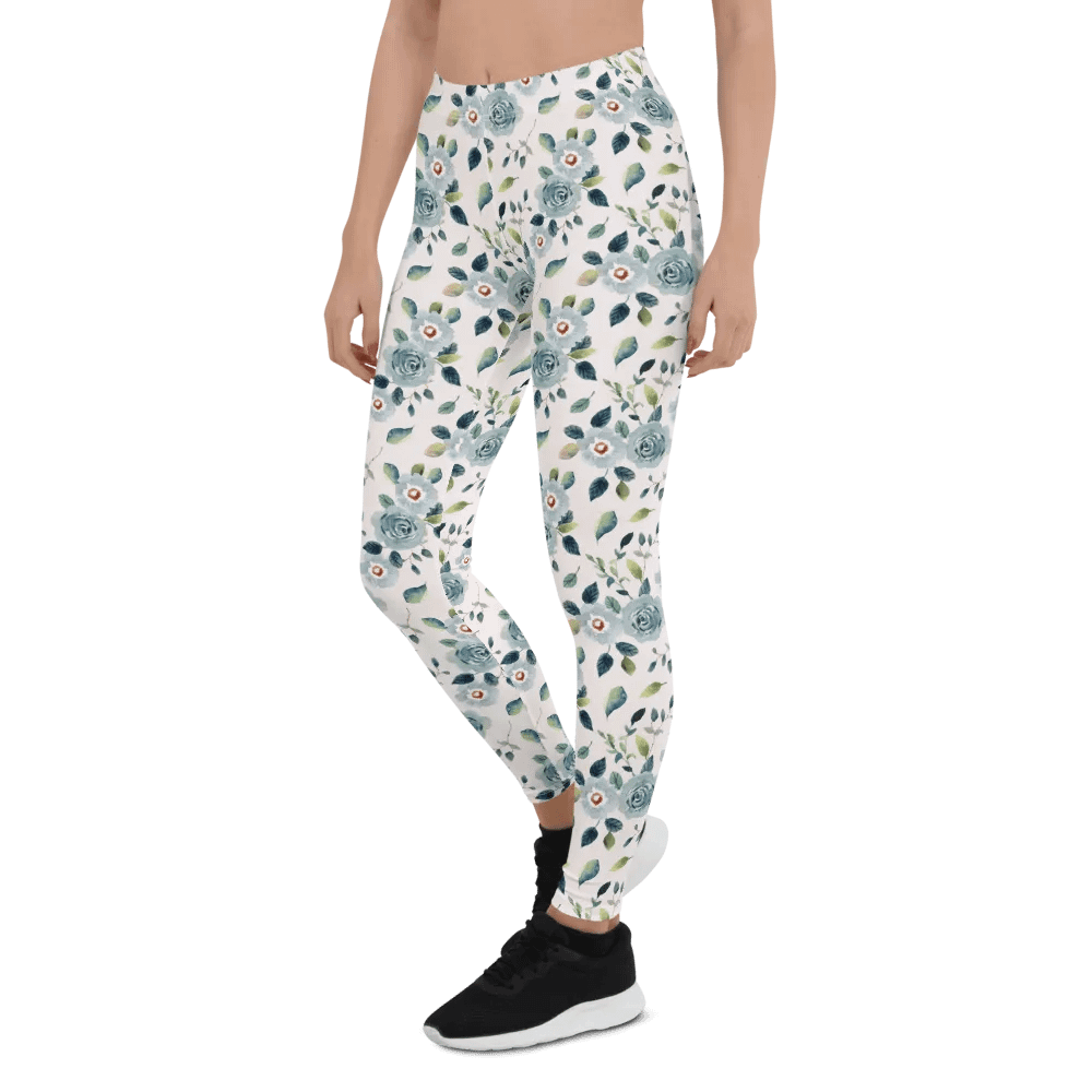 Blue Floral Pattern Womens Leggings product image (7)