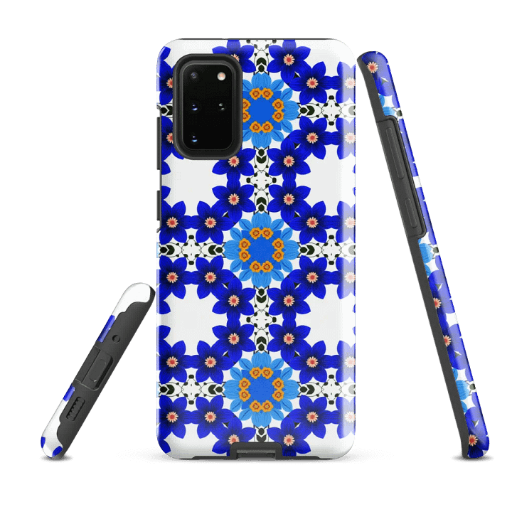 Tough Phone Case for Samsung® - Blue and Yellow Geometric Floral Pattern product image (2)