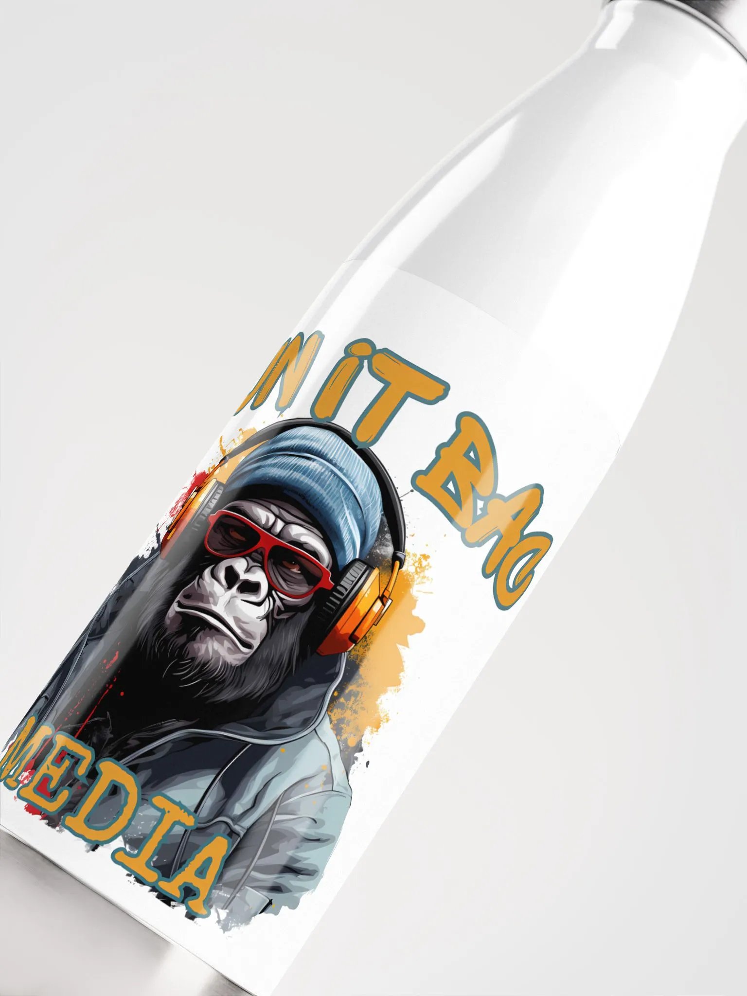 RUN It BAC Media Water Bottle White product image (5)