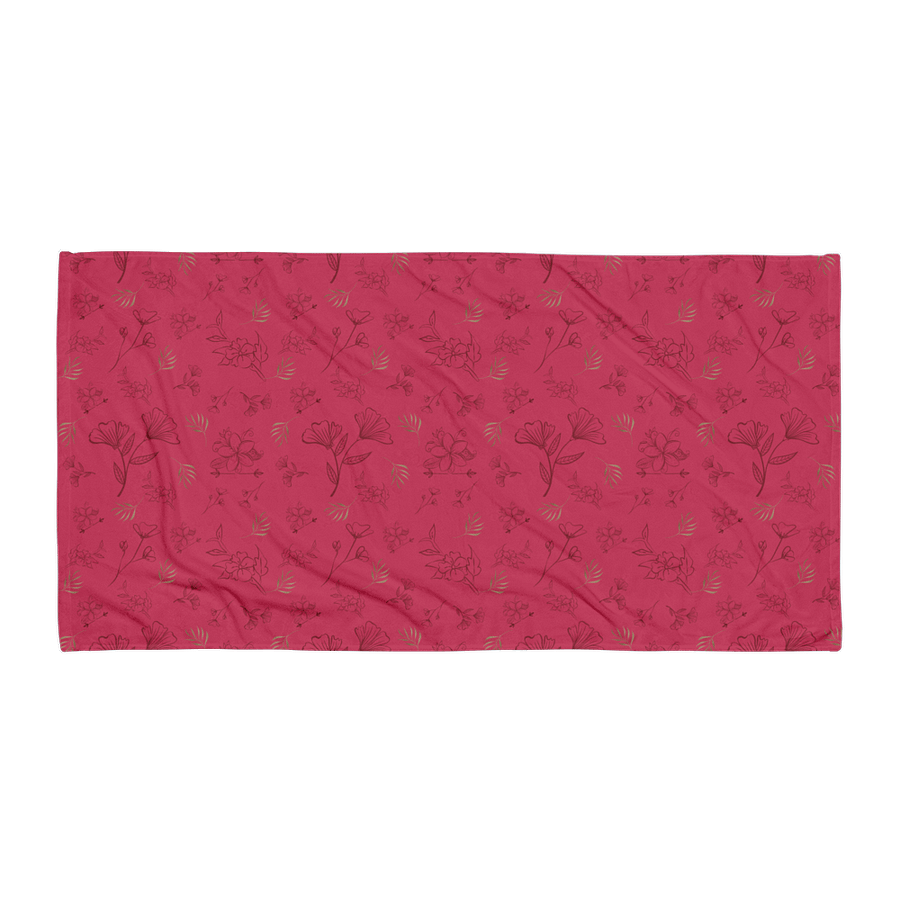 Gold Leaf and Chocolate Flowers Magenta Towel product image (4)