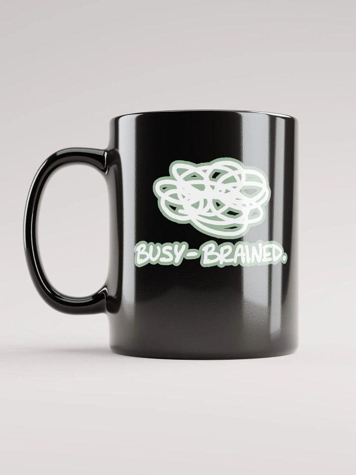 *not* mentally linear (lined design, #96B697) glossy black mug product image (2)